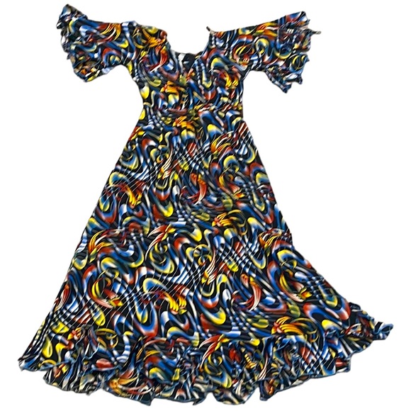 Ethnic Bird Print Maxi Dress with Flutter Sleeves - Picture 4 of 17